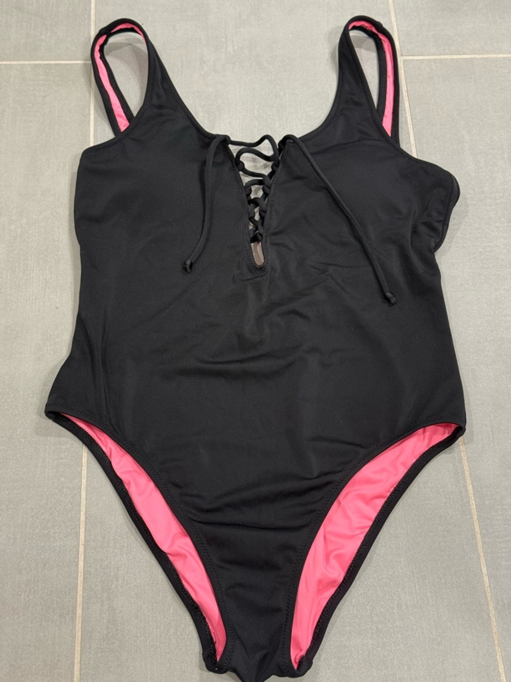PINK by Victoria’s Secret - Black One-Piece Swimsuit with Lace-Up Front